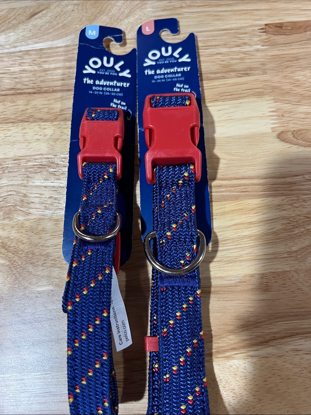Navy Blue Adventure Dog Collar with Red Buckle medium large